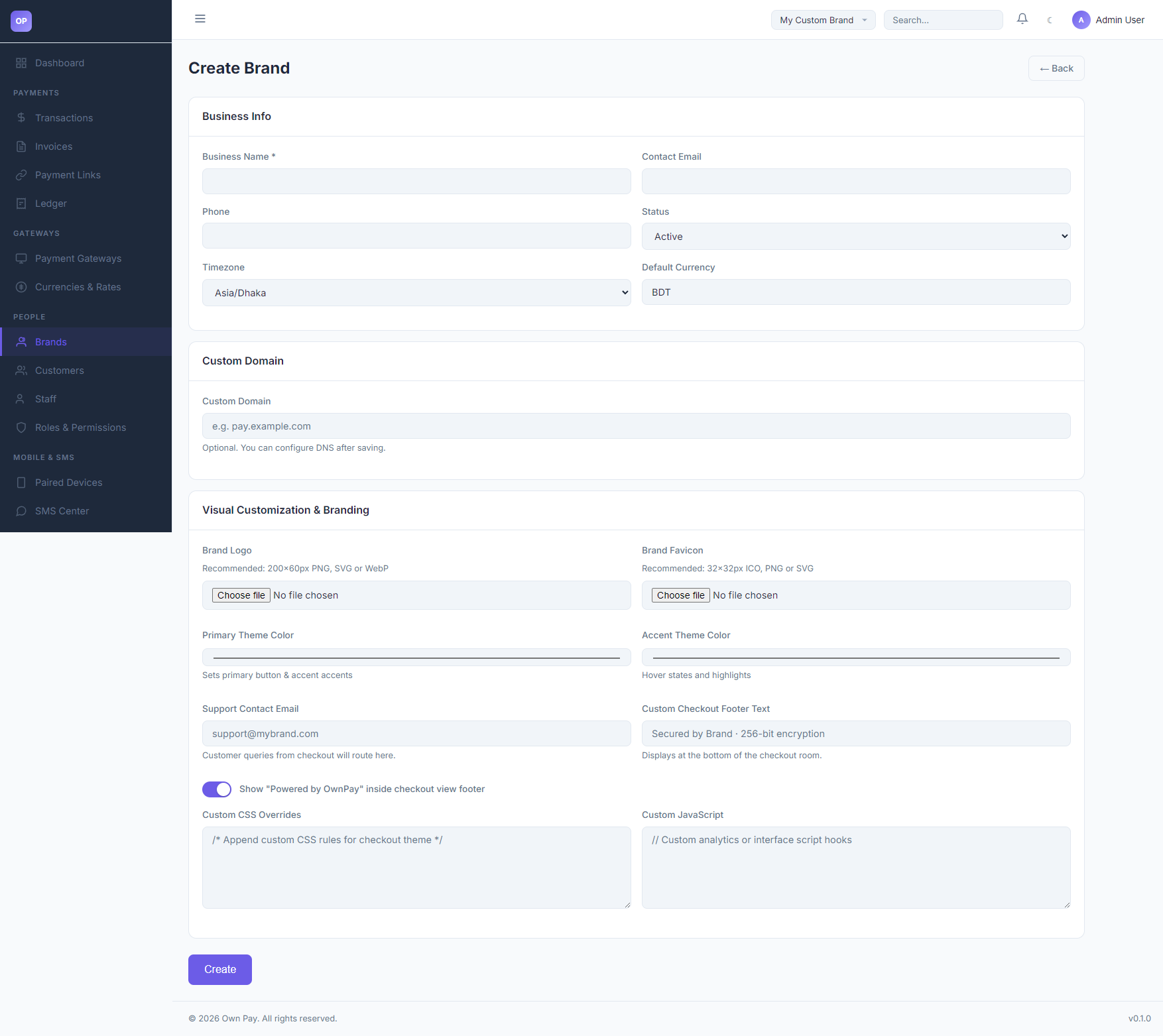 Create Brand Wizard Empty