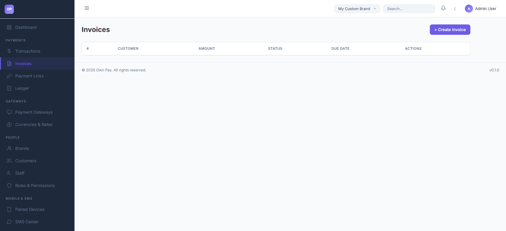 Empty Invoices List