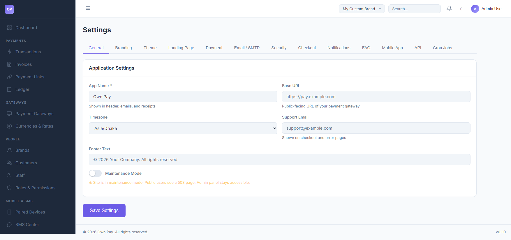 General Settings Overview