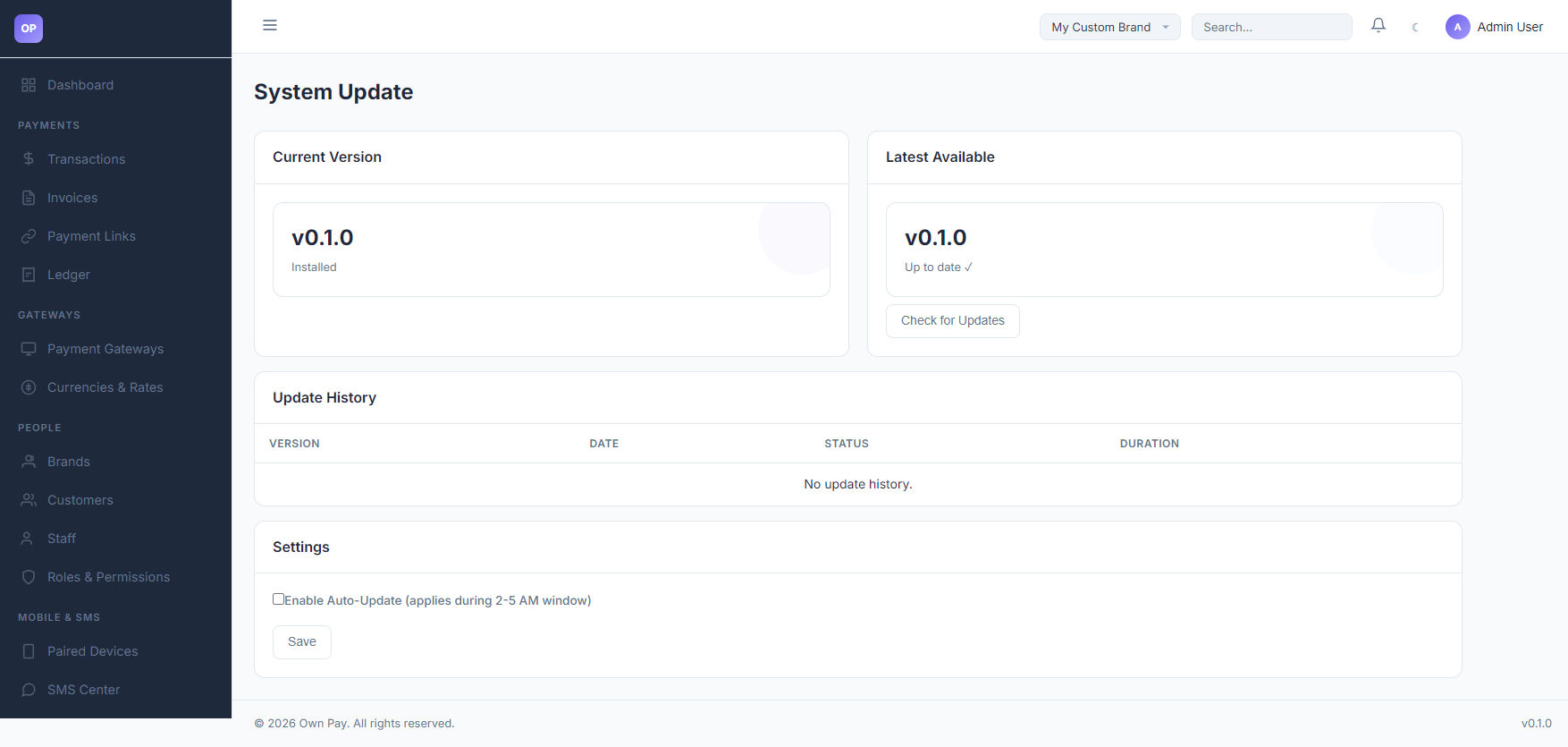 System Update Dashboard